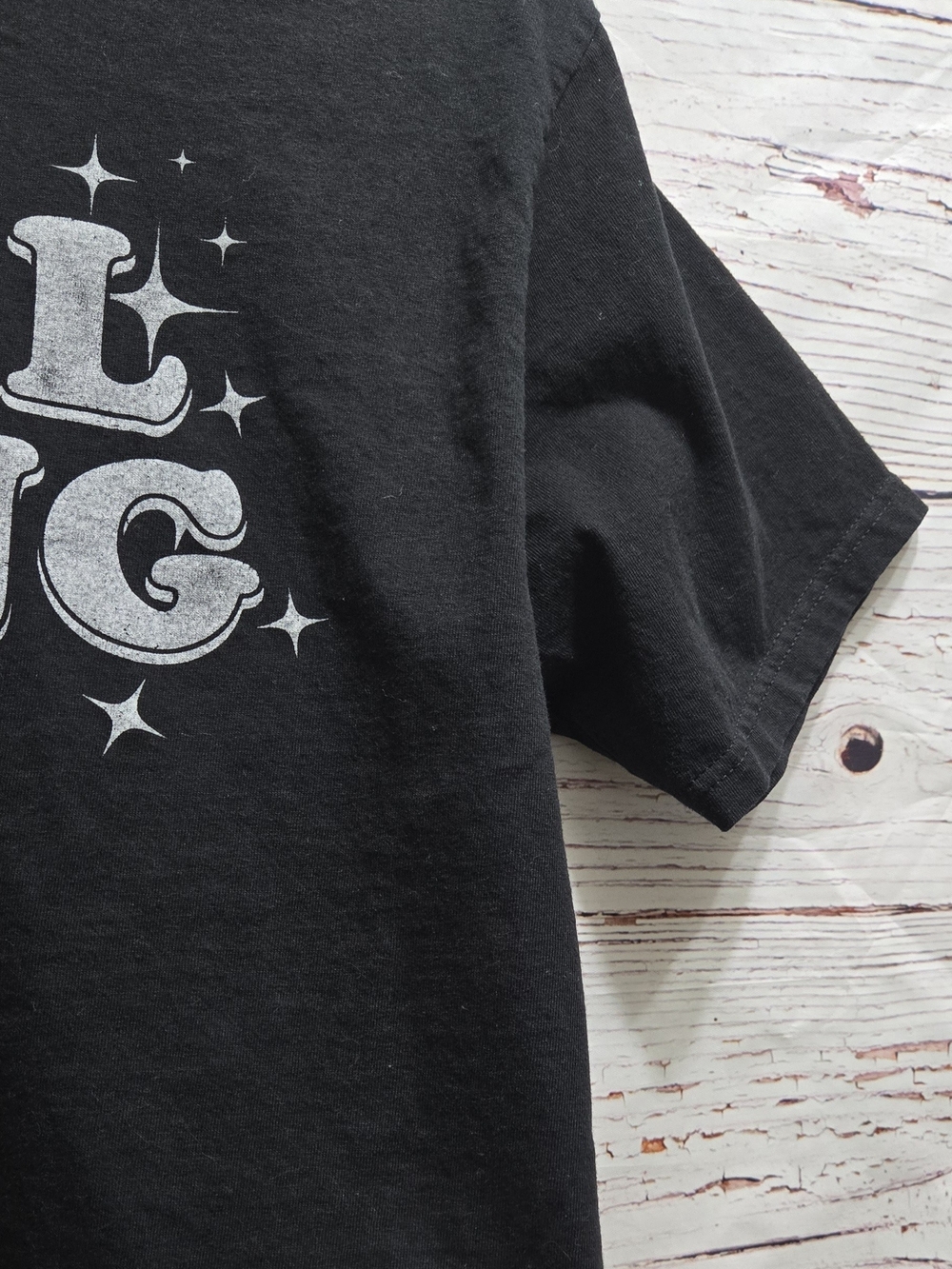 Recycled Karma Black Tee with Silver GIRL GANG Graphic - Picture 2 of 5